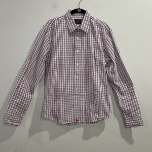 Untuckit Plaid Men’s Long Sleeve Button Down Shirt Size Medium Red Blue White